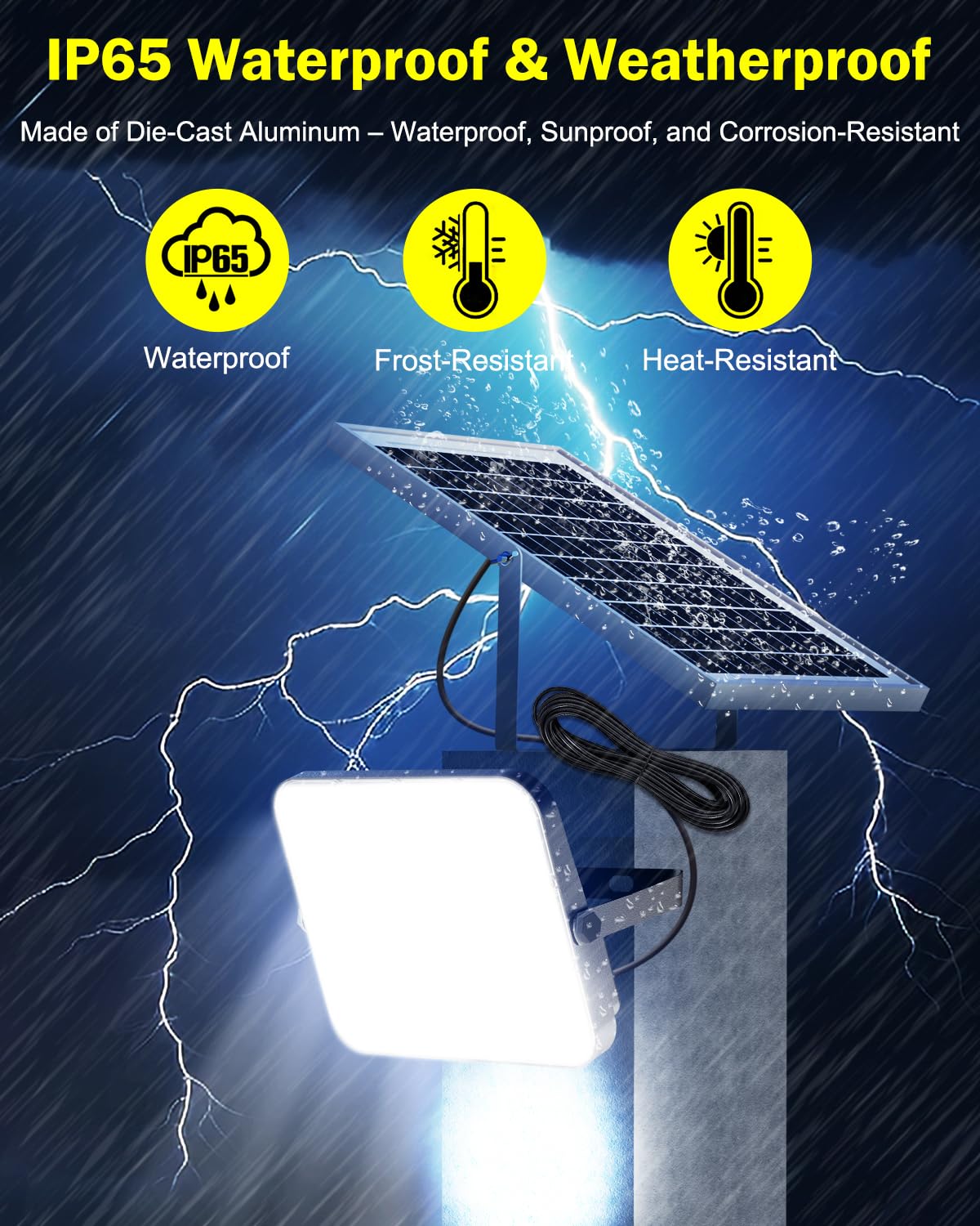 Engrepo Solar Flood Lights 2-Pack - 3000LM IP65 Waterproof Security Lights With Remote Control