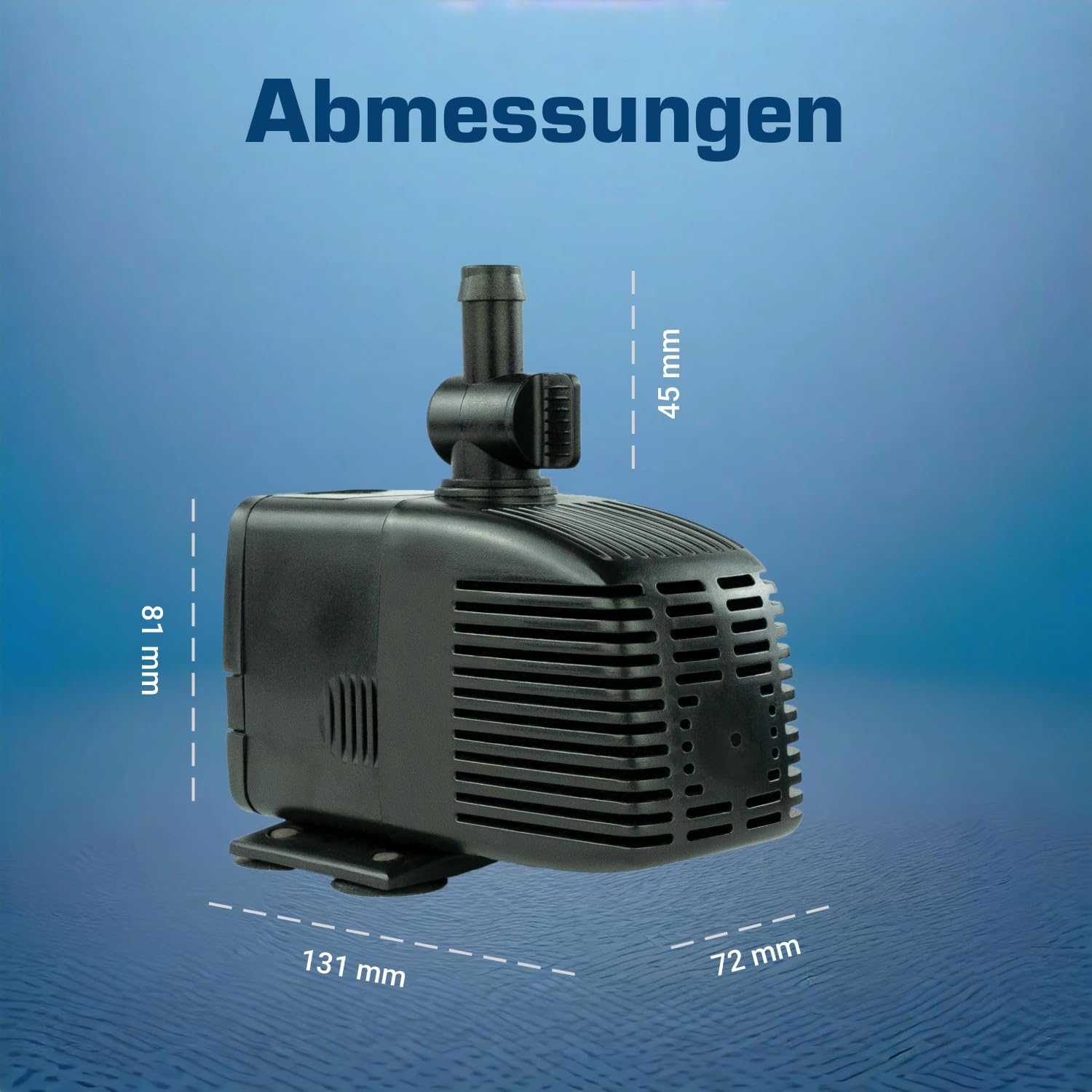 Wasserpumpe 12 V – 1000 L/H, 17 Watt, 7m Kabel, 170 cm Förderhöhe, Teichpumpe, Aquariumpumpe, Wasserspielpumpe und Zimmerbrunnen-Pumpe | Brunnenpumpe | Tauchpumpe | Springbrunnen-Pumpe | KEP1000L