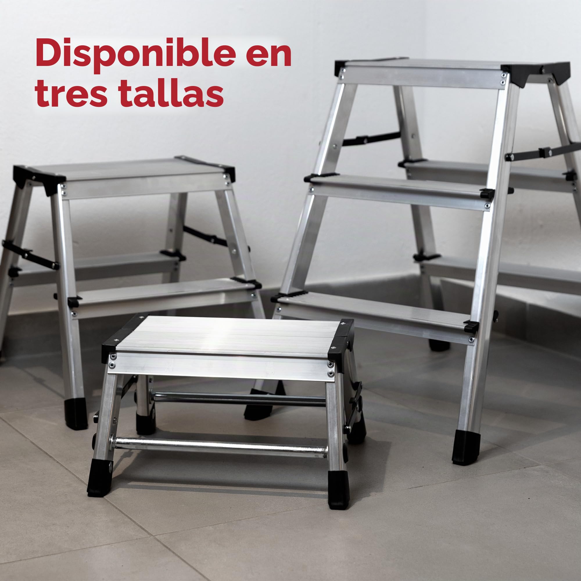 Siwitec Escalera de 1 escalón, taburete de aluminio resistente hasta 150 kg, plataforma plegable para camping, cocina y baño, certificado TÜV