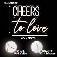 Vista 3 de Letrero de neón regulable con texto en inglés Cheers to Love con luces de neón para decoración de pared, decoración de Navidad, boda, compromiso