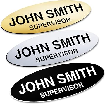 Custom Name Tag, Custom Name Badge, 1.5" x 3", 18 Colors, Durable Engravable Impact Acrylic Material, Made in the USA by My Sign Center Classic Oval