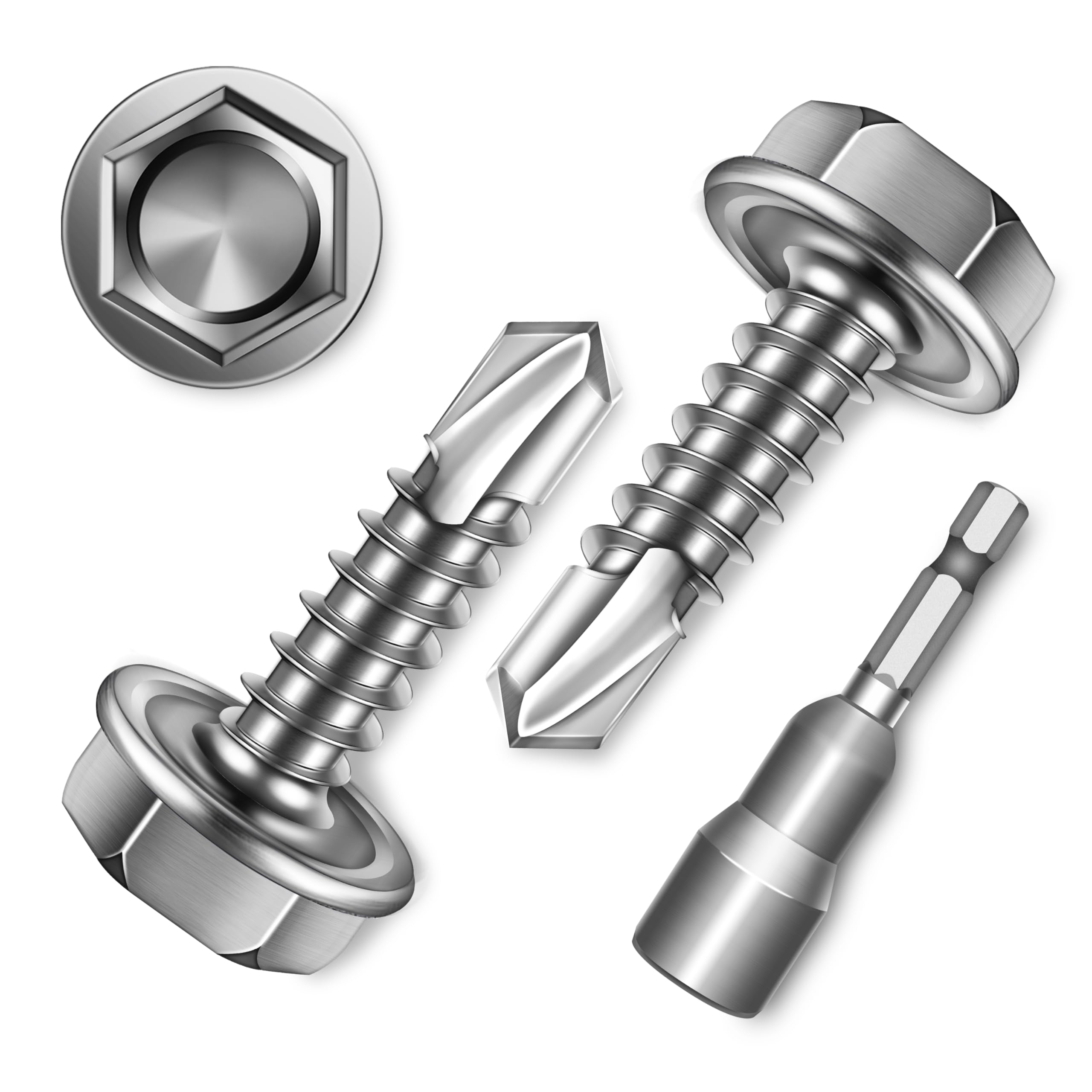 Sheet Metal Screws - 100 Stainless Steel Self Drilling -17 Sheet Metal Screws - 100 Stainless Steel Self Drilling -17