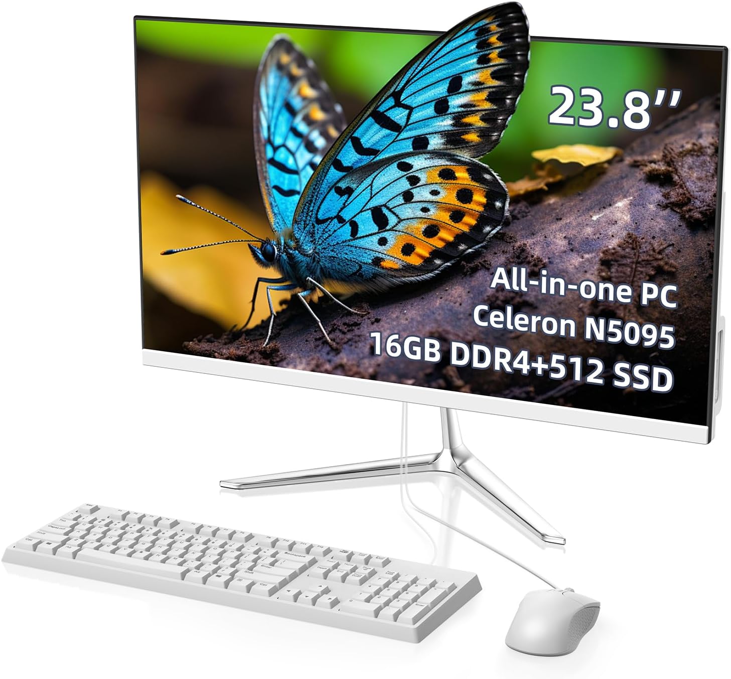 Desktop All-in-one Computer,Intel Quad-Core N5095 Processor,16GB RAM, 512GB SSD, Dual-Band WiFi 2.4/5.0Ghz & Bluetooth, Windows 11 with Computer All-in-One Desktop, Includes Keyboard and Mouse Set