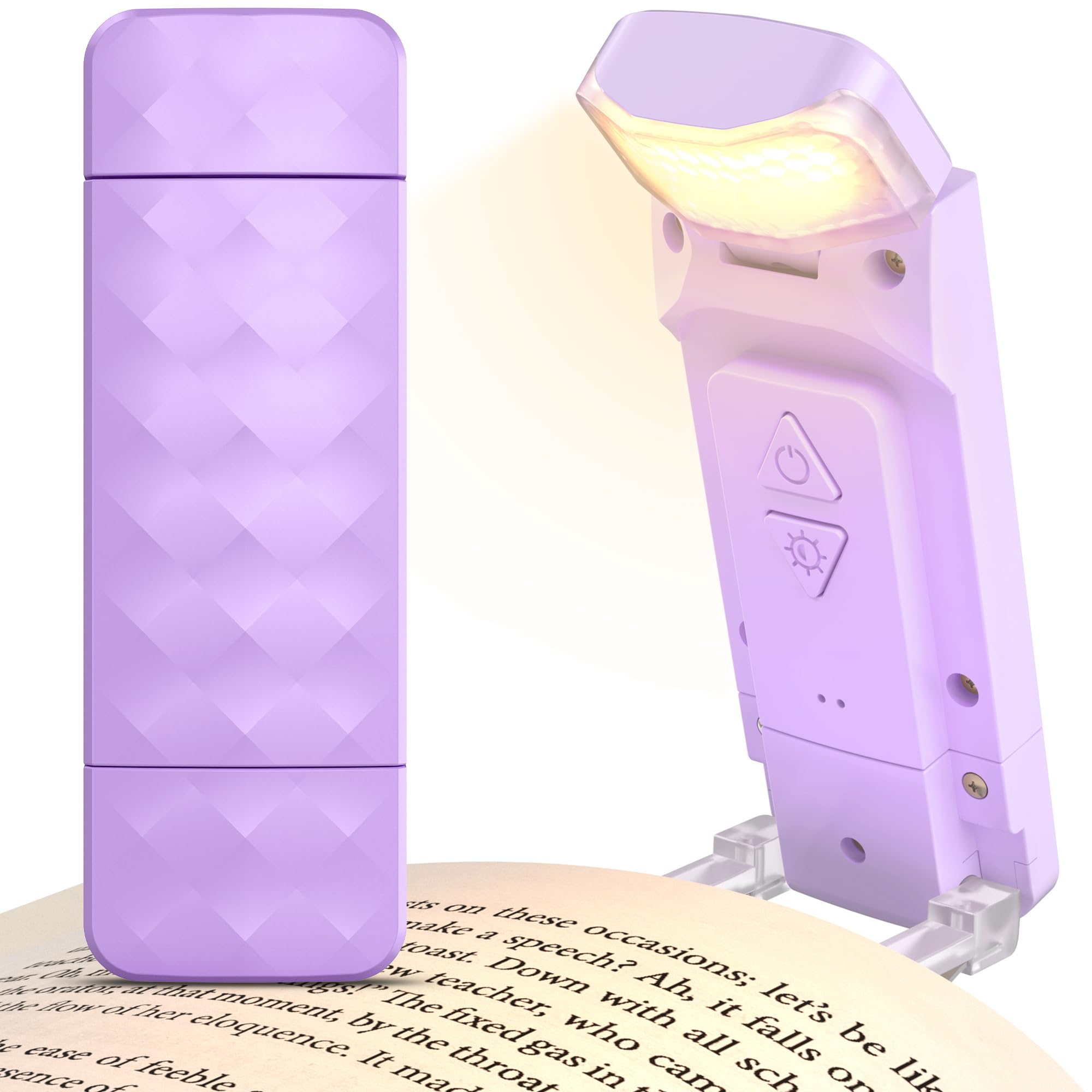 Mexllex Purple-S Purple Rechargeable Book Reading Light, Eye Caring Reading Light Clip On Book With 3 Colours Temperatures & 5 Brightness Levels, Portable Led Clip On Bookmark Lamp For Bookworms