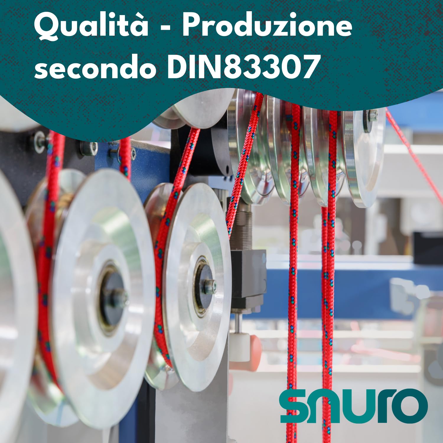 SNURO Corda In Polipropilene 10mm X 50m – Giallo Con Rosso E Verde, Treccia A 16 Capestri, Carico Di Rottura 1326 Kg, Prodotta In Belgio