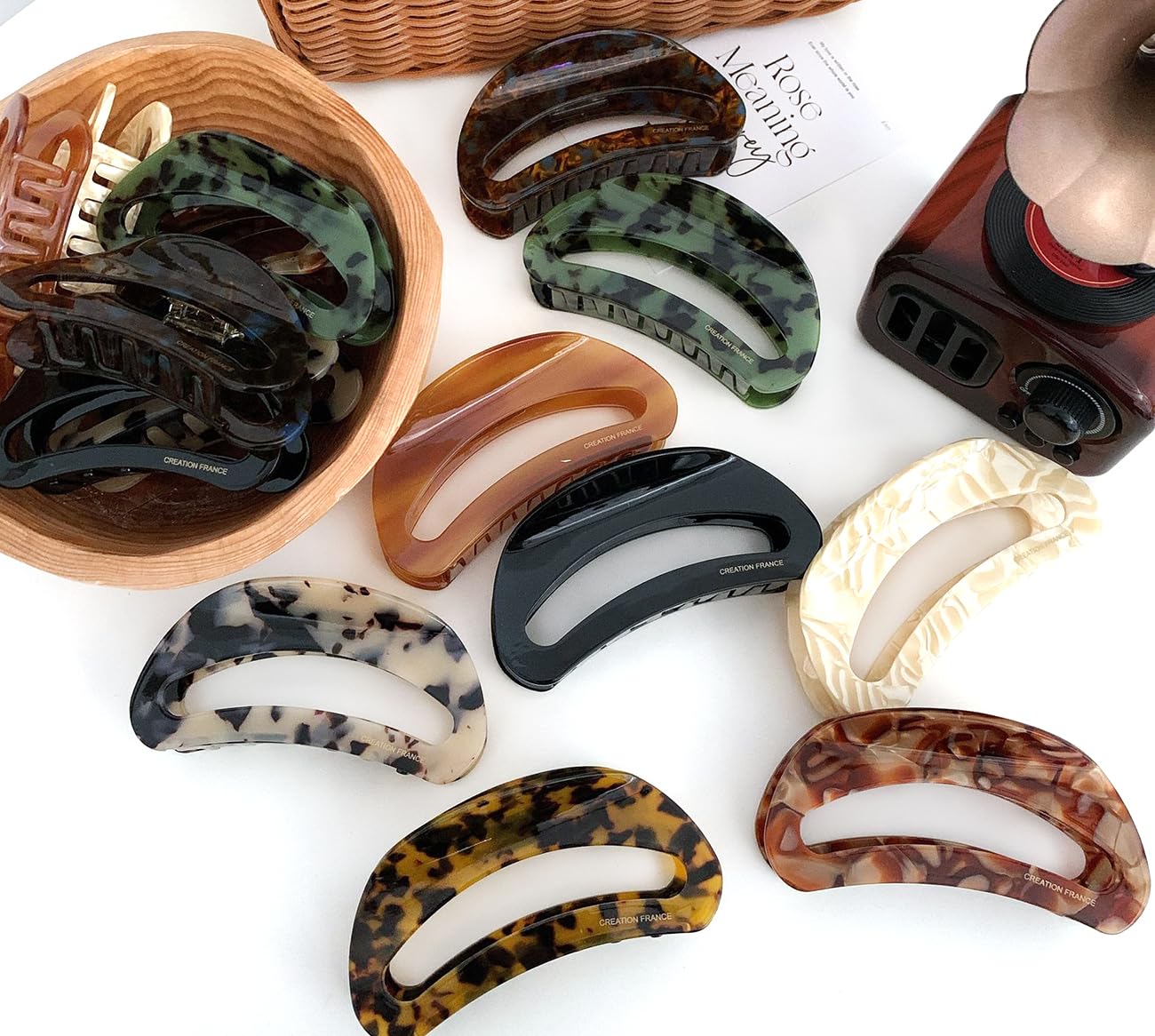 Wenlly crescent moon hair claw clip, 3.7 Inch cellulose acetate hair jaw clip, non-slip strong hair hold barrette, 1 piece, green - Image 6