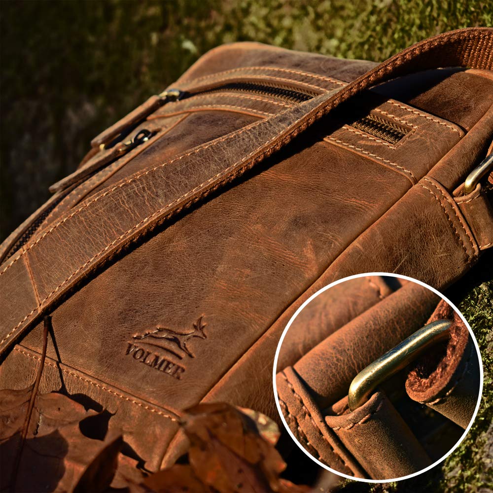 Fa.Volmer ® Borsa a tracolla piccola in pelle per uomo e donna | Borsa a tracolla in pelle di bufalo/nappa di alta qualità | marrone o nero | Modelli Stanford e Princeton
