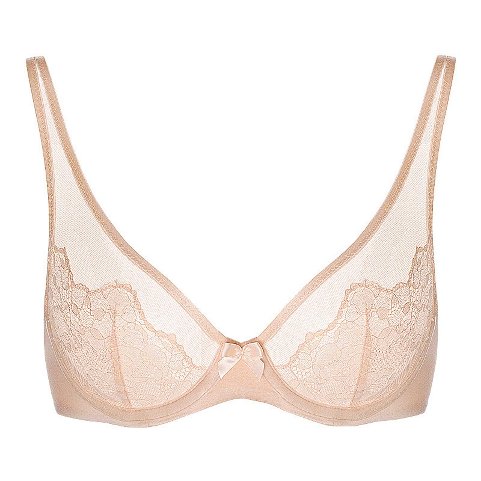 Brasier minimizador de tamaño grande para mujer, sin forro con aros y cobertura completa, bralette clásico push up ultrafino (color: tono de piel, tamaño: 70 A)