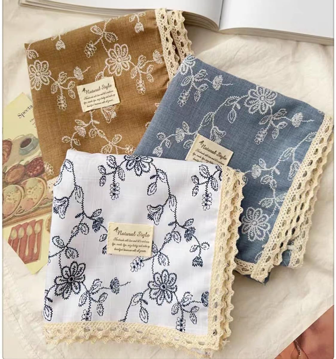 Soft Cotton Like Lace Bandana Headband, Head Wrap, Protective Coverage, Hair Neck Scarf for Women 24 x 24 inch - Image 5