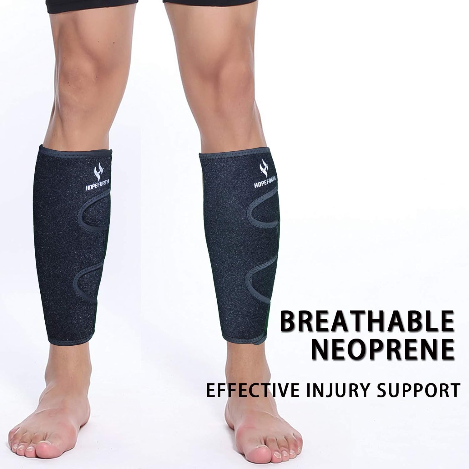 HOPEFORTH Calf Support Brace 2 Pack Adjustable Shin Splint Compression Calf Wrap : Health & Household