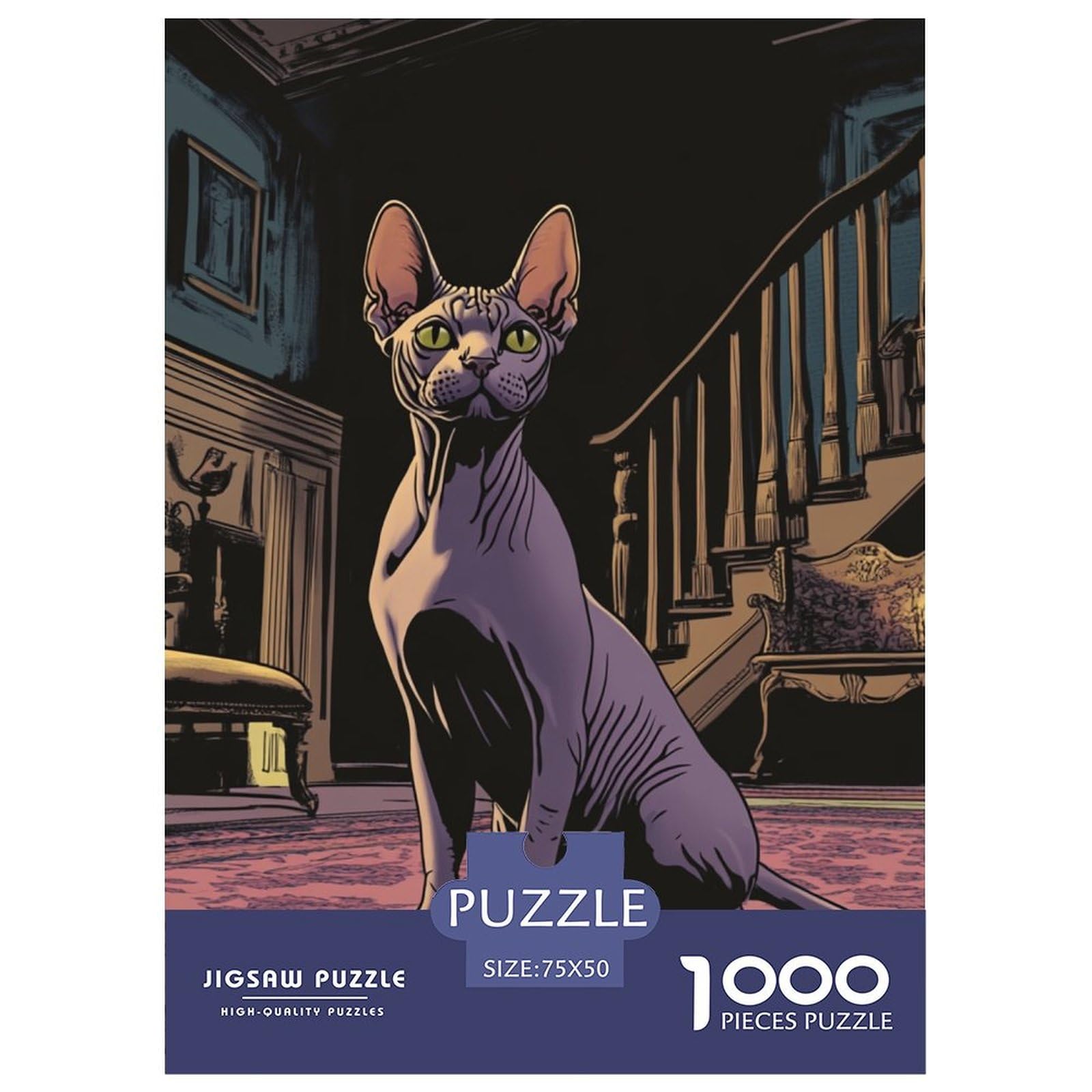 1000 Teile Puzzle – Sphinx-Katze Motiv, 75x50 Cm, Mit Poster, Für Erwachsene