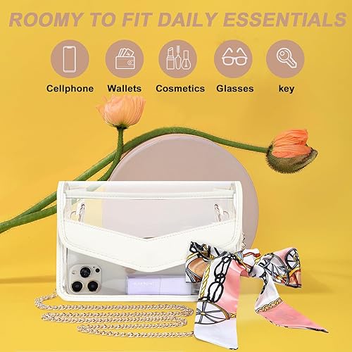 Miniatura 7 de Bolsa transparente para mujer, aprobada para estadios, bolsa cruzada transparente para conciertos, eventos deportivos, festivales