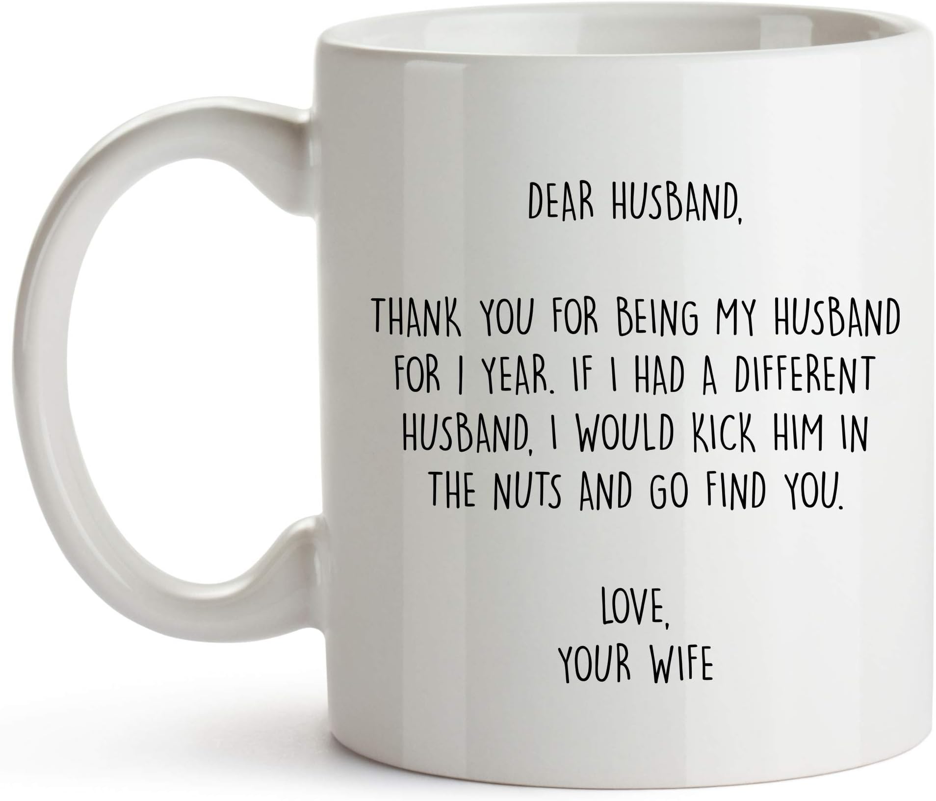 YouNique Designs 1 Year Anniversary Coffee Mug for Him, 11 Ounces, 1st Wedding Anniversary Cup for Husband, One Year