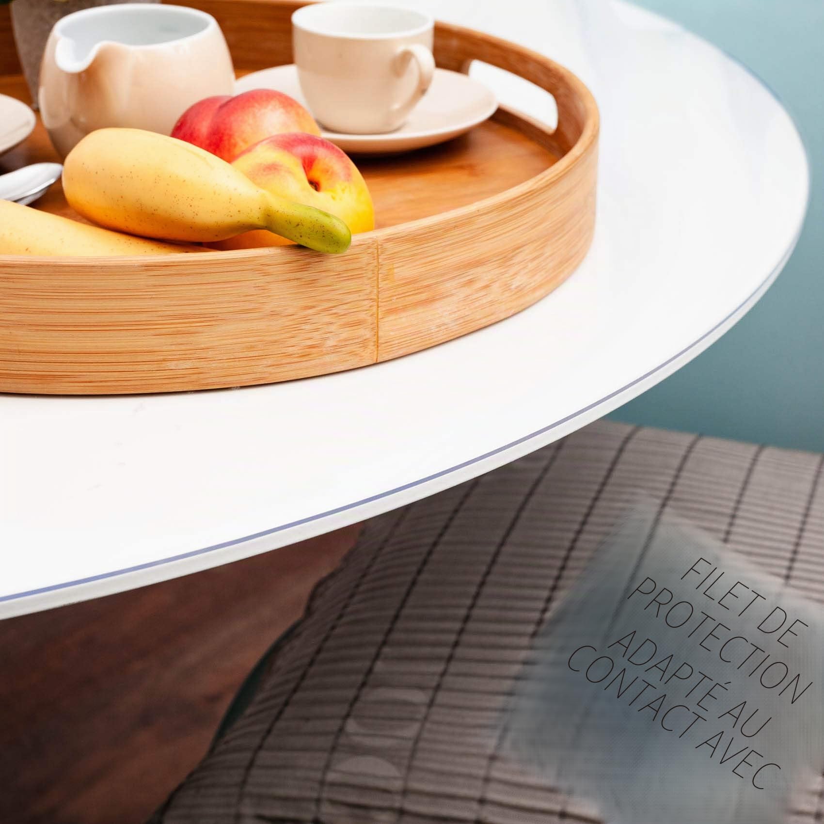 Anro - Film de protection de table - Transaprent - En vinyle - 2 mm - Rond - Bord droit - 90 ° - Taille : 105 cm