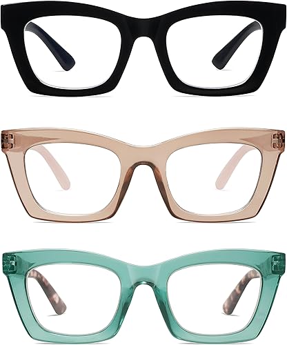 Lectores modernos de gran tamaño con luz azul para mujer, anteojos de lectura con estilo cuadrado retro para computadora y mujer, AM6042