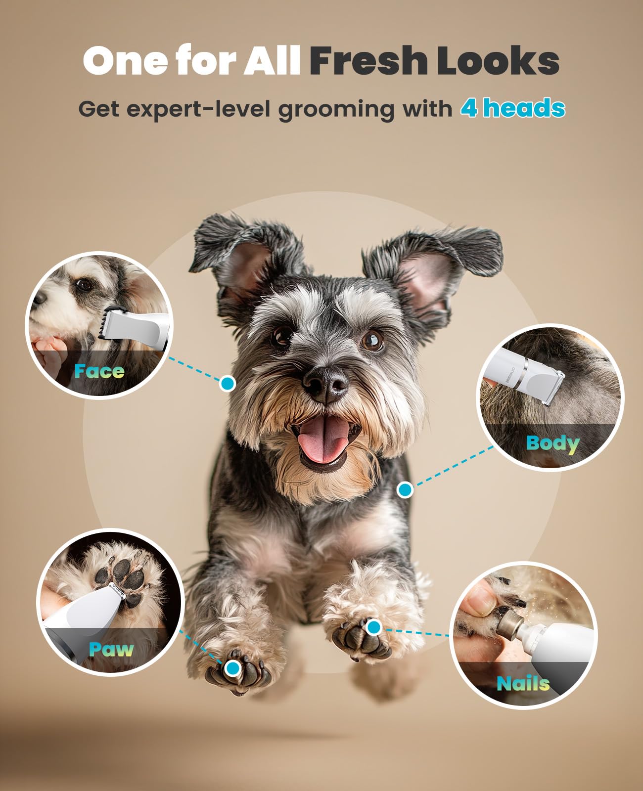 Oneisall 4-in-1 Dog Grooming Kit - LCD Display -5