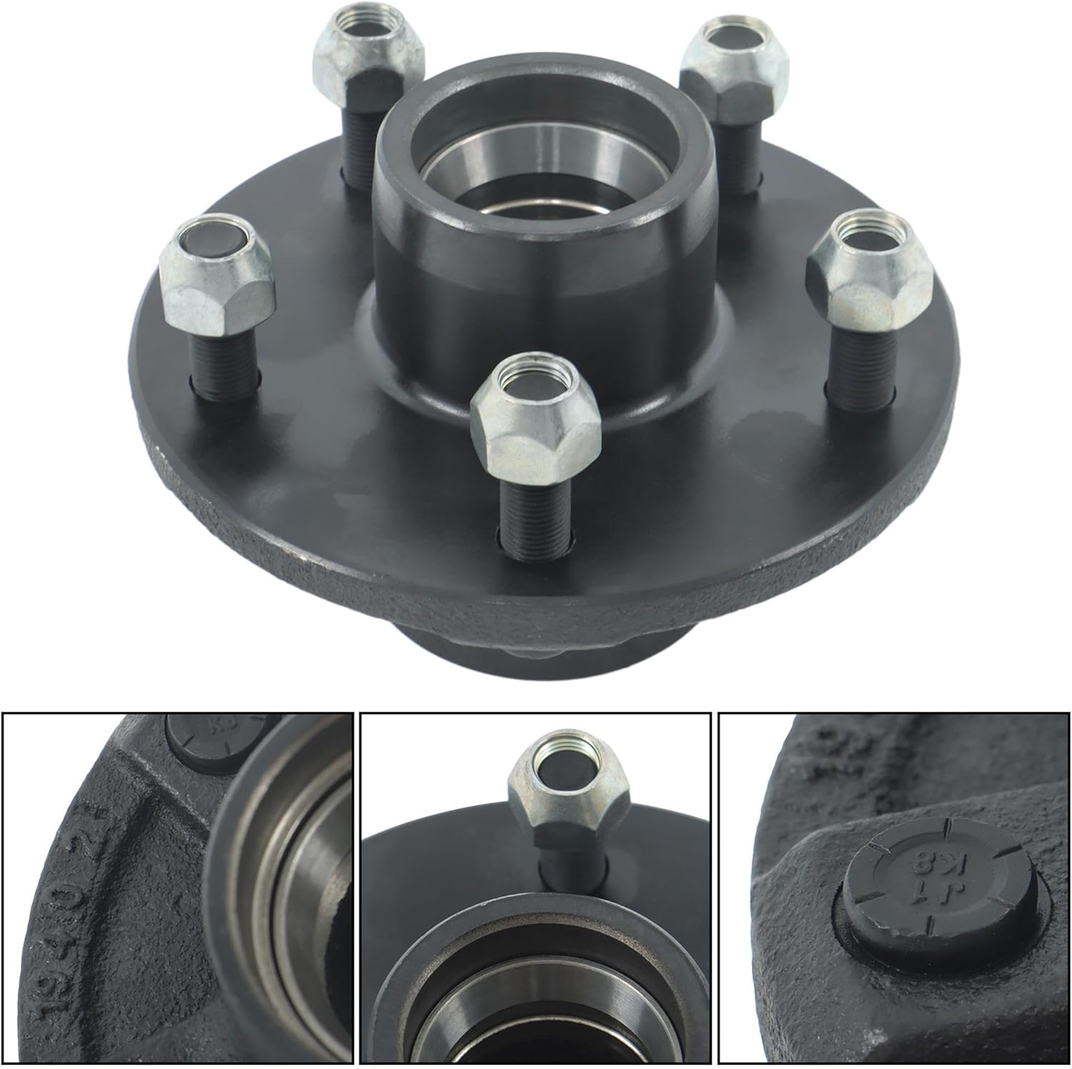 2 Sets Trailer Hub 5-Lug 5 Inch for 3500Lb #84 Spindle with L68149 L44649 Bearings Seals