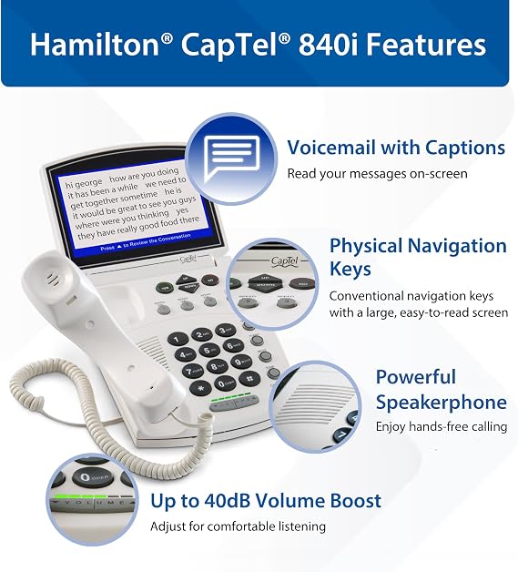 Hamilton CapTel 840i Large Button Navigated Captioned Telephone