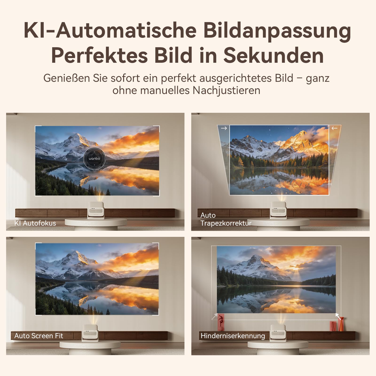 WANBO Vali 1 Pro Smart Beamer 4K Unterstützung MEMC HDR10 Dolby eARC HDMI 2.1 900 ANSI 1080P FHD Outdoor Projektor bis 260"