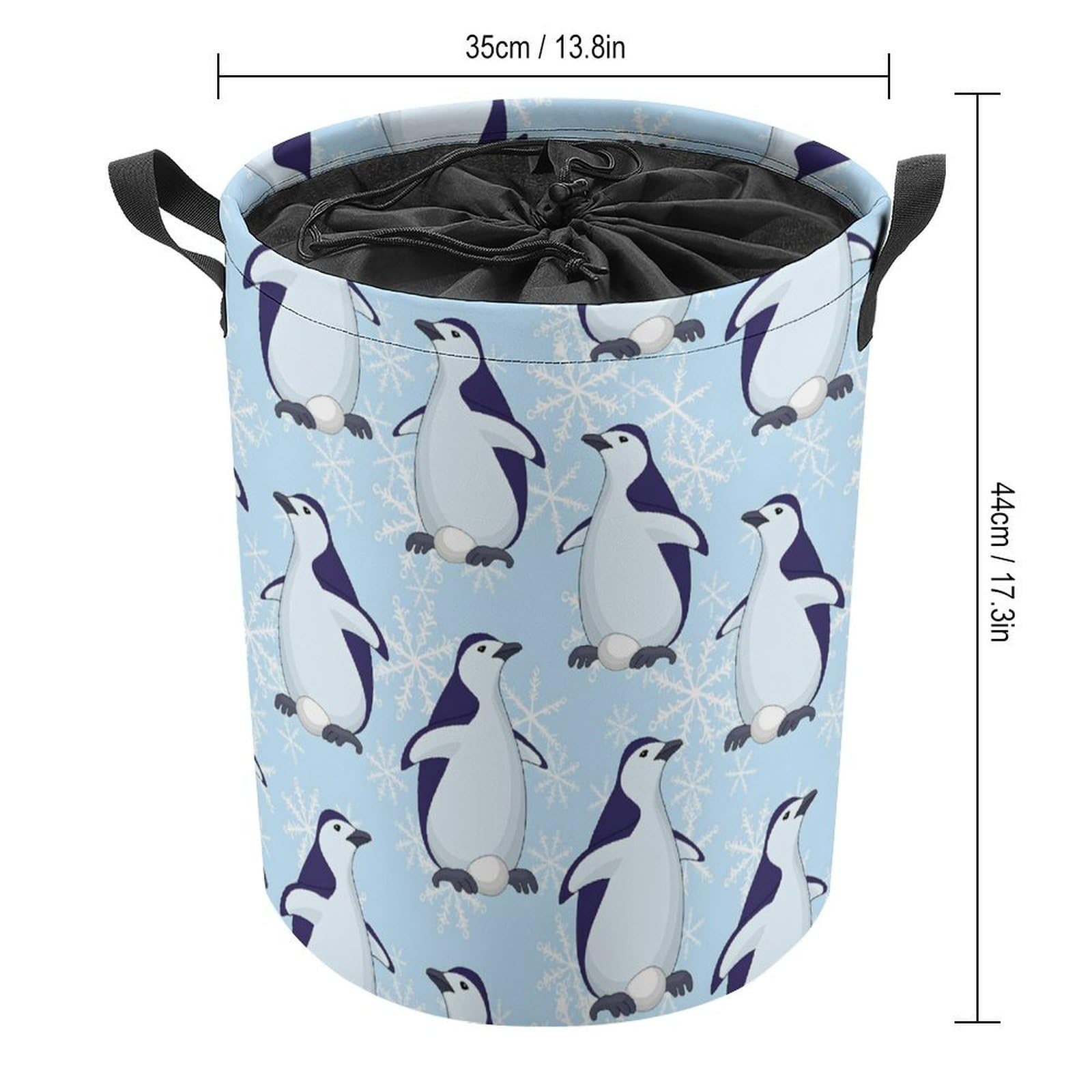 AFHYZY Penguin Laundry Hamper with Handles Drawstring Dirty Clothes Baskets Collapsible Easy Carry Dustproof Bin Storage Organizer for Bedroom, Blanket