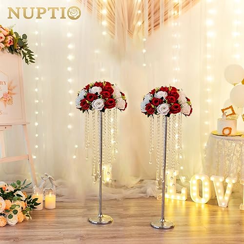 Miniatura 3 de NUPTIO Jarrones de boda de cristal plateado  10 piezas de 29.5 pulgadas de alto para centros de mesa, decoraciones de pasillo, fiestas