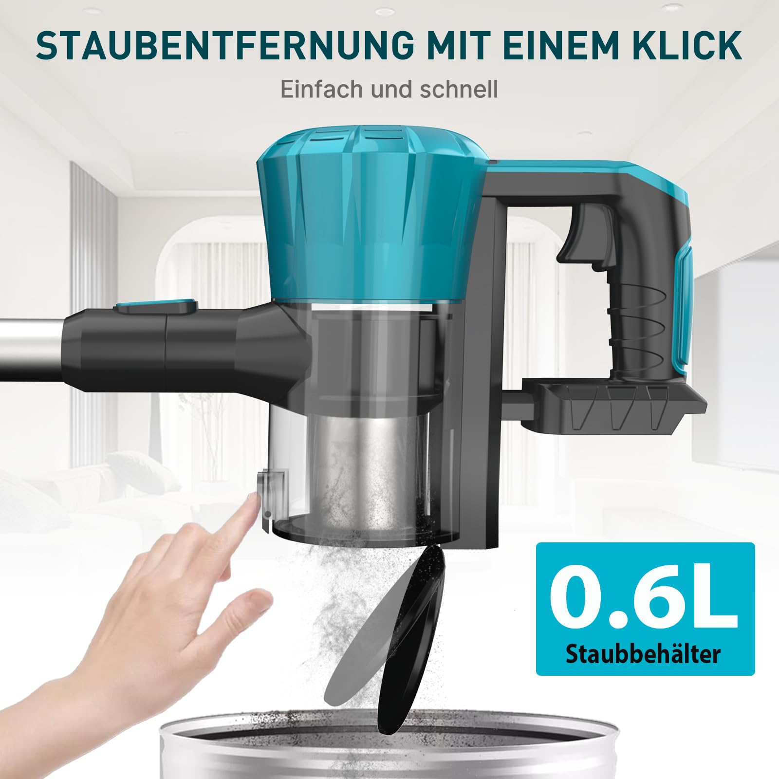 Akku Staubsauger für Makita Akku 18V, 45000Pa / 550W Staubsauger, Staubsauger Kabellos mit 2PCS 5500mAh Batterien, 0.6L Stielstaubsauger für Tierhaare, Teppich und Hartboden