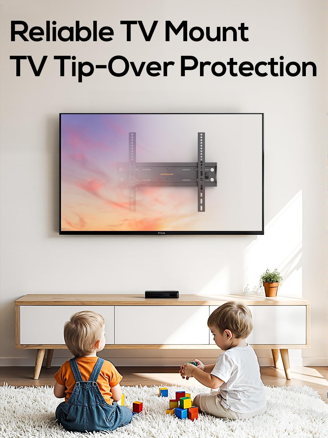 IWORKBOARD 40 50 55 inch Tilting TV Wall Mount for 24-65 '' TVs, Low Profile TV Mount, Ultra Slim Wall Mounts TVs Bracket, Max VESA 400x400mm, 99 lbs & 16 inch Studs, Fit Most 32+ 42 43 45 Screen