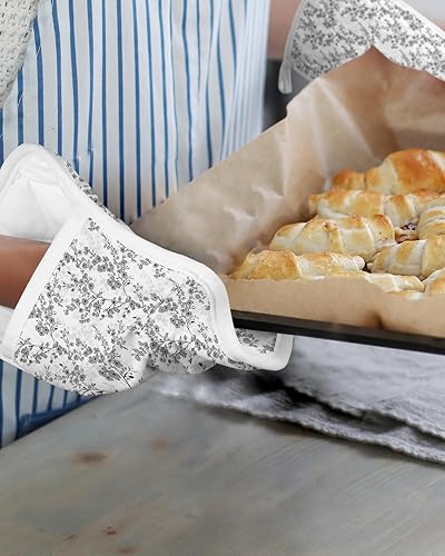 Miniatura 6 de Hojas de otoño, 2 soportes para ollas para cocina, juego de agarraderas de tela de toalla antideslizantes y con aislamiento térmico con bolsillo,