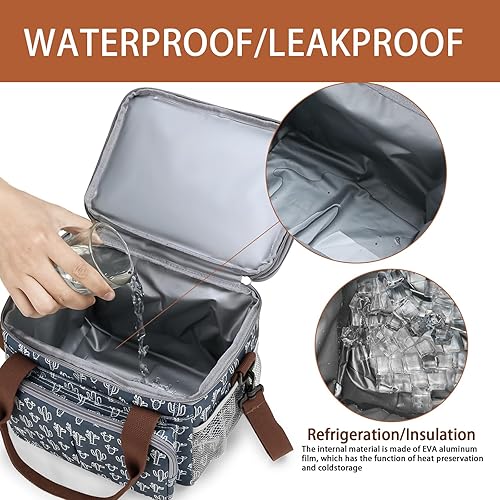 Miniatura 3 de MOV COMPRA Bolsa de almuerzo para mujeres y hombres, lonchera expandible de doble cubierta, bolsas de almuerzo grandes, lonchera a prueba de fugas,