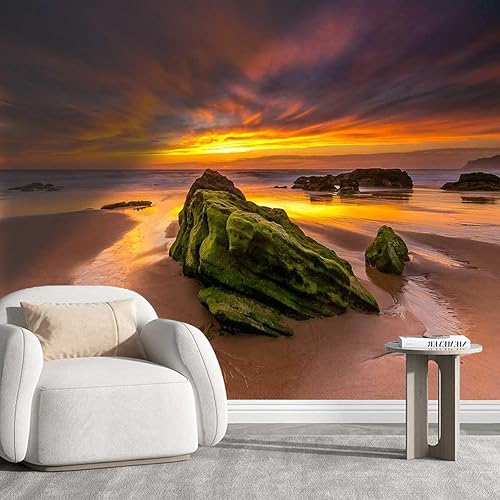 Papel tapiz de cocina para despegar y pegar, diseño de paisaje marino para dormitorio, fácil de quitar (Ancho) 40 pulgadas de ancho x 31.5 pulgadas