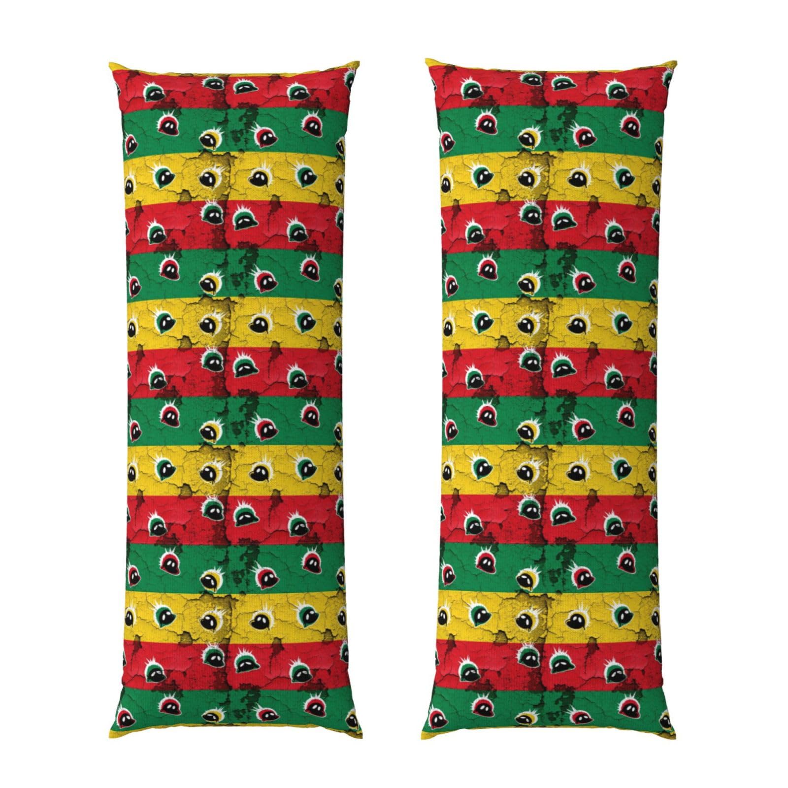 Body Pillow Cover 20x54, Red Yellow Green Rasta Flag, Soft Microfiber Long Pillowcase with Zipper Closure, Breathable Protector for Bedroom Sofa Couch Sleeping