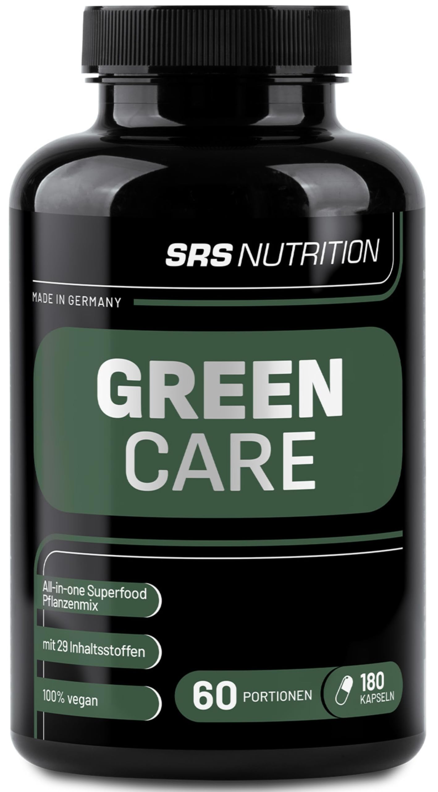 SRS Fit&Health - Green Care, 180 Kapseln | Botanical All-in-one mit 29 Inhaltsstoffen | breites Wirkspektrum | vegan | kleine Kapseln | deutsche Premiumqualität