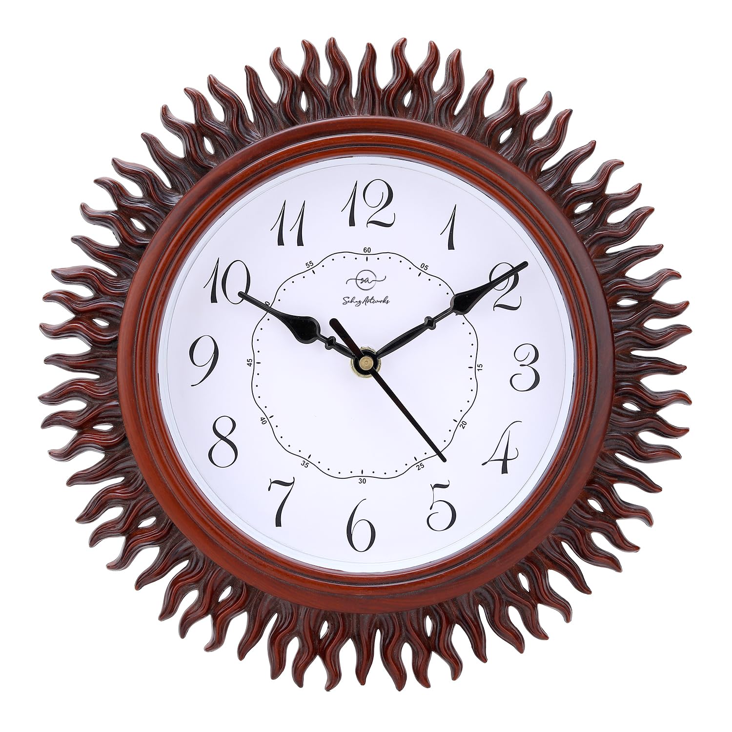 Sehaz Artworks Wall Clock for Living Room Stylish Latest | Wall Watch for Living Room | Wall Clock for Hall | Clock for Home - Silver 24×24 cm