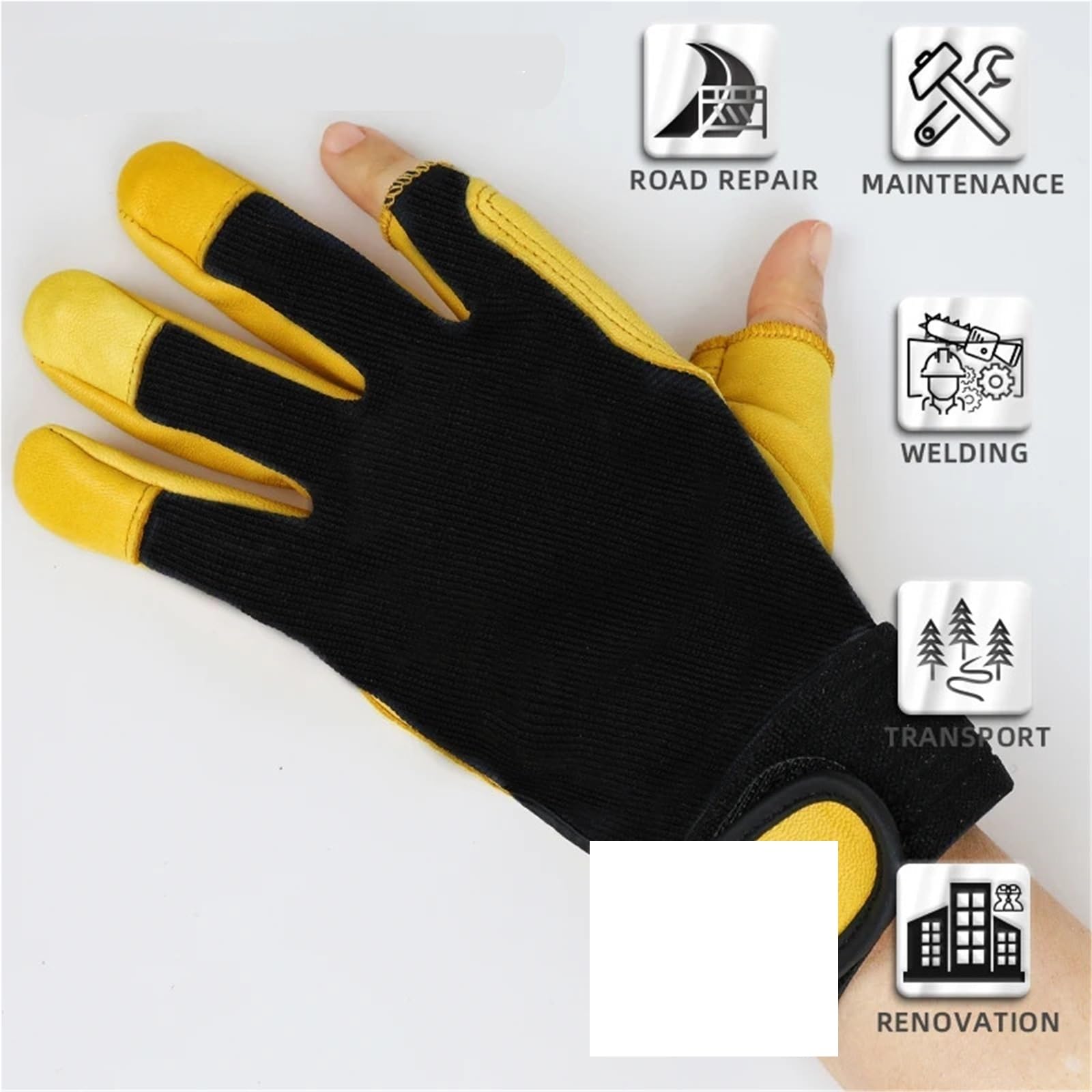 Guantes De Trabajo De Invierno Guantes de Cuero Ciclismo Jardinería Plantación Manejo al Aire Libre Tela Transpirable Costura Guantes mecánicos para Jardín, Granja(L)