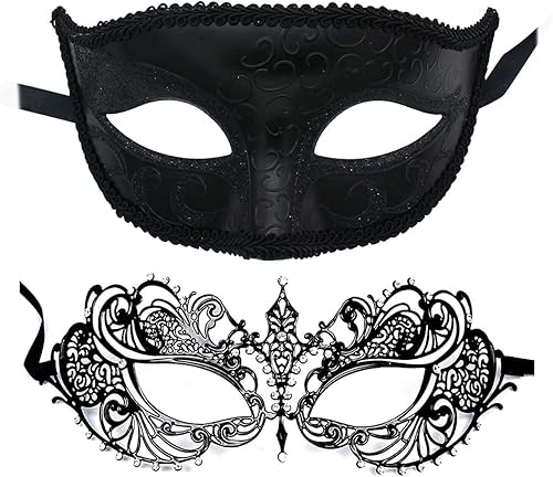 Miniatura 2 de Juego de máscaras venecianas de silicona realista para parejas, máscara de media cara
