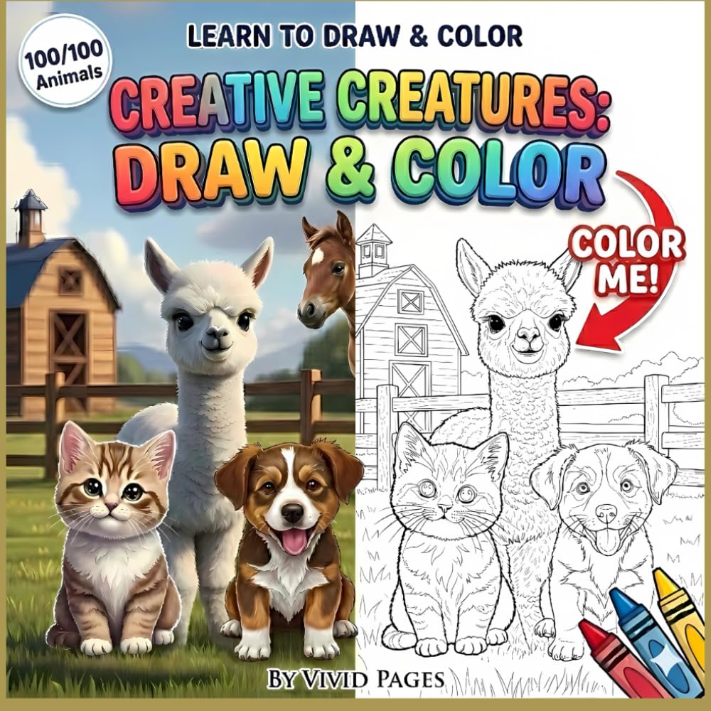 Creative Creatures: Draw and Color: Learn to Draw and Color 31 Cute Animals: Perfectly Clear Lines and Simple Guides for Little Hands and Budding Artists