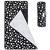Toddler Sleeping Bag Nap Mat Black with Pillow and Fleece Blanket, Lightweight, Soft Perfect for Kids Preschool, Daycare, Travel Sleeping Bag Boys Girls, 21" x 50" Fit Standard Cot