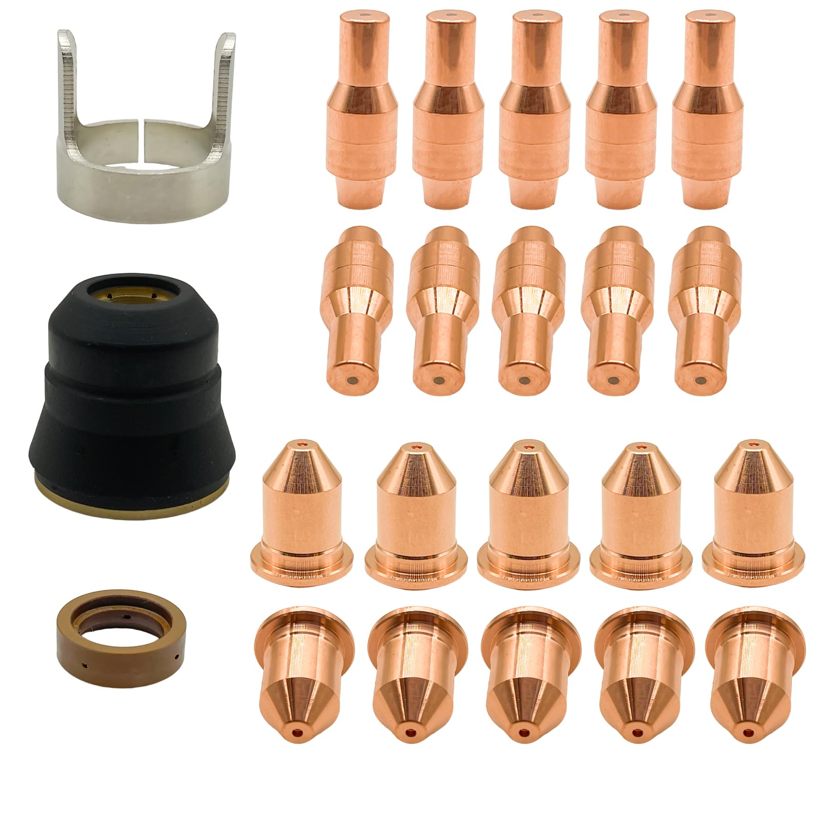 Kit de 23 consumibles IPT45 56576 Electrodo 56811 Boquilla 60389 Tapa de escudo 60432 Standoff 60028 Anillo de remolino para Harbor Freight Titanium 45A IPT45 TI-PC45 Antorcha