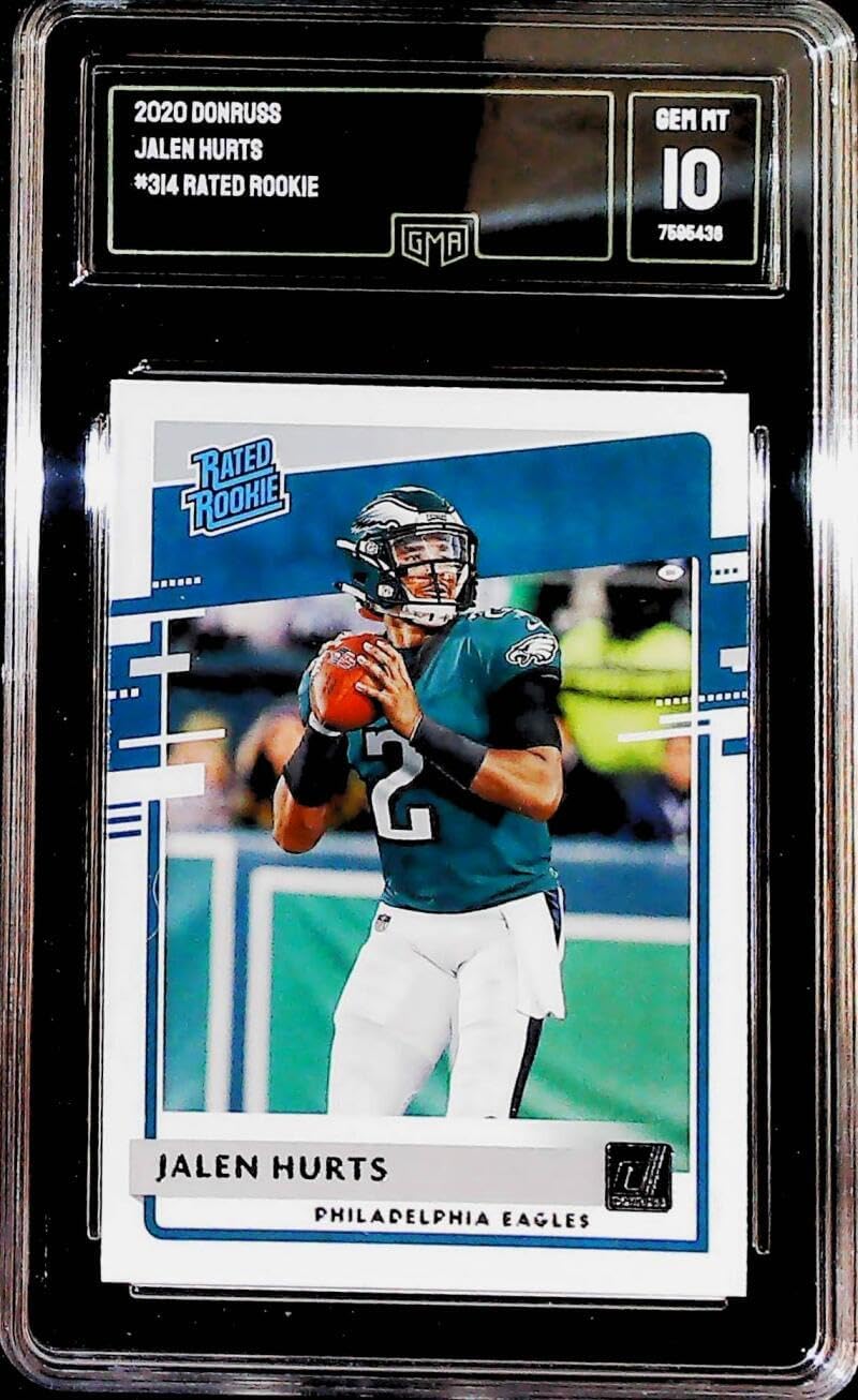 2020 Donruss Football Rated Rookie #314 Jalen Hurts RC Philadelphia Eagles Graded GEM MINT GMA 10 Official NFL Trading Card by Panini America (Serial Number May Vary)