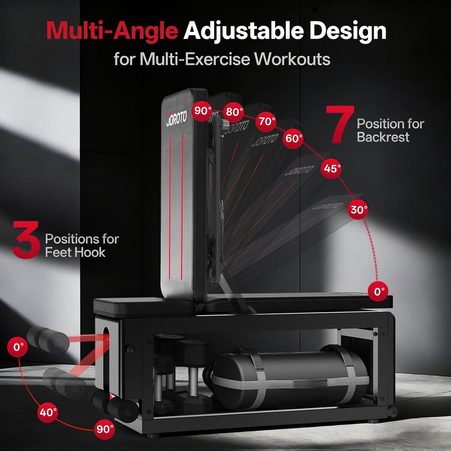 Joroto Cable Fly Weight Bench With Storage For Home Gym, 990...