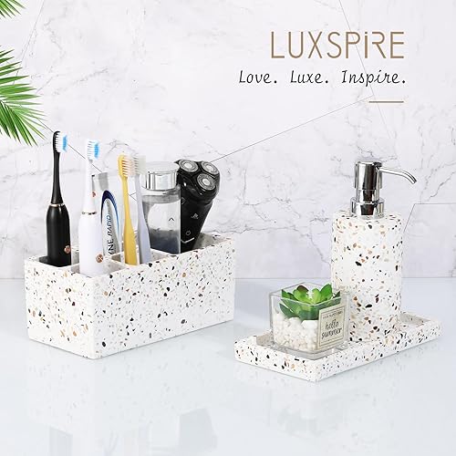 Miniatura 77 de Luxspire Bandeja de tocador de baño, tocador de resina, anillo de joyería, tanque de almacenamiento, fregadero de cocina, encimera, organizador