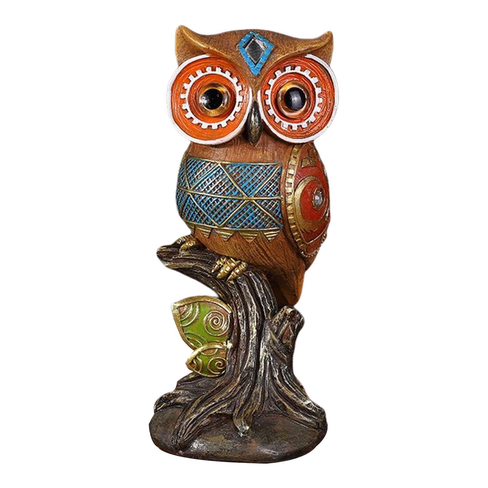 PIXZCSA Handmade Owl Figurine Sculpture Adds Character To Bookshelf Or Desk Decor Owl Figurine Ornaments Resin Statue Decoration, Orange