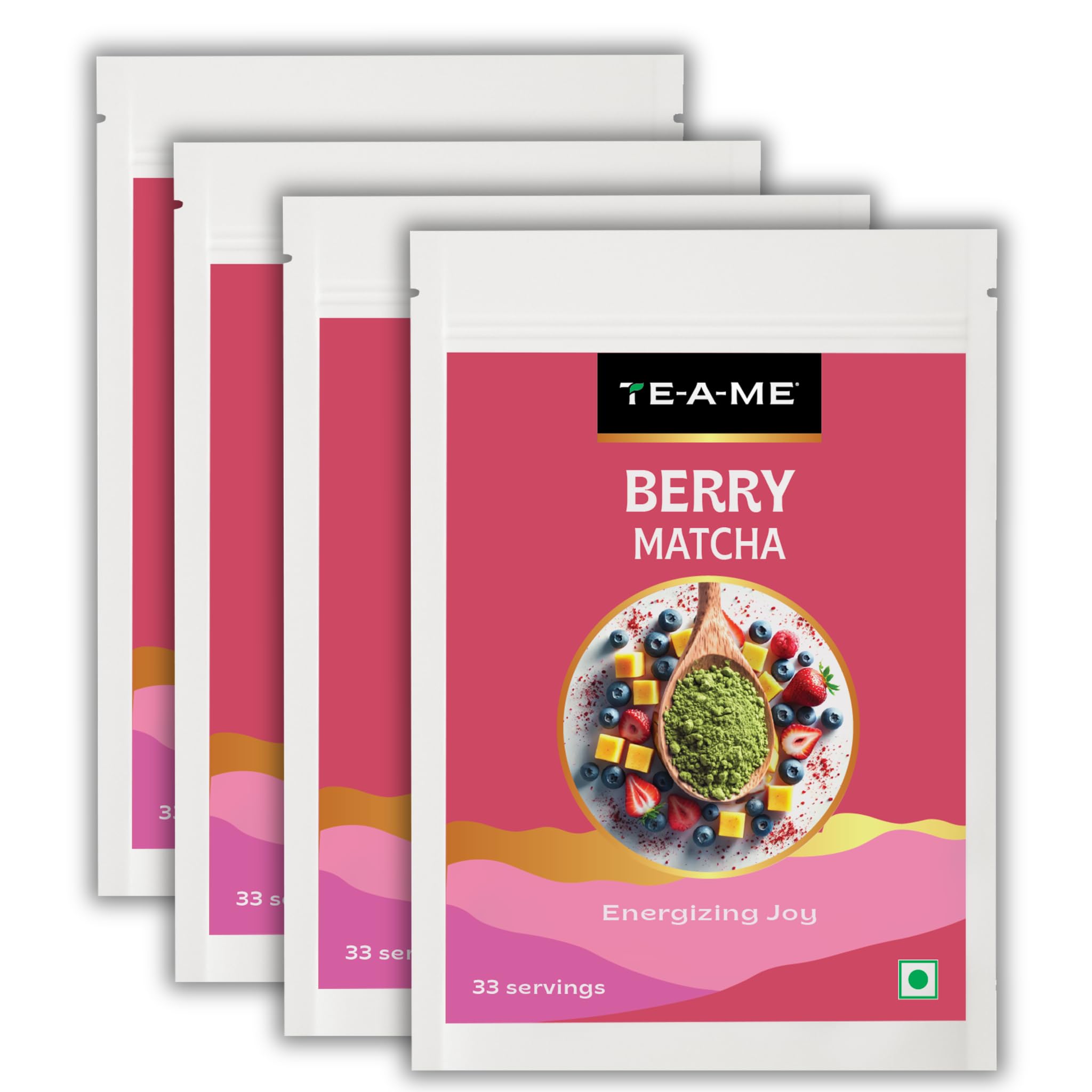 TE-A-ME Berry Matcha Tea Powder, 200g (132 Servings) | Tasty & Delicious | No Artificial Sweeteners | Premium Grade | Matcha Tea Powder | Ceremonial Grade