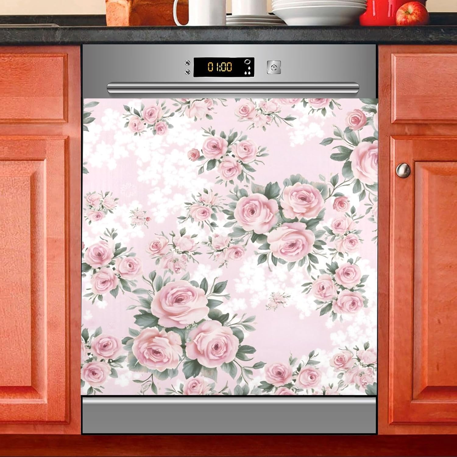 Dishwasher Cover Panel Lake and Mountain Landscape Dishwasher Magnet Cover Decorative Magnetic Refrigerator Sticker Decal Door Vinyl 23x26 in