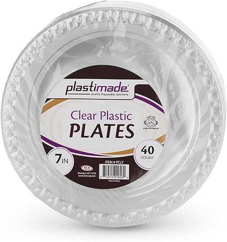 Miniatura 3 de 80 unidades Platos de cena de 9 pulgadas transparentes desechables de plástico resistente, ideales para bodas, catering, fiestas, bufés, eventos o