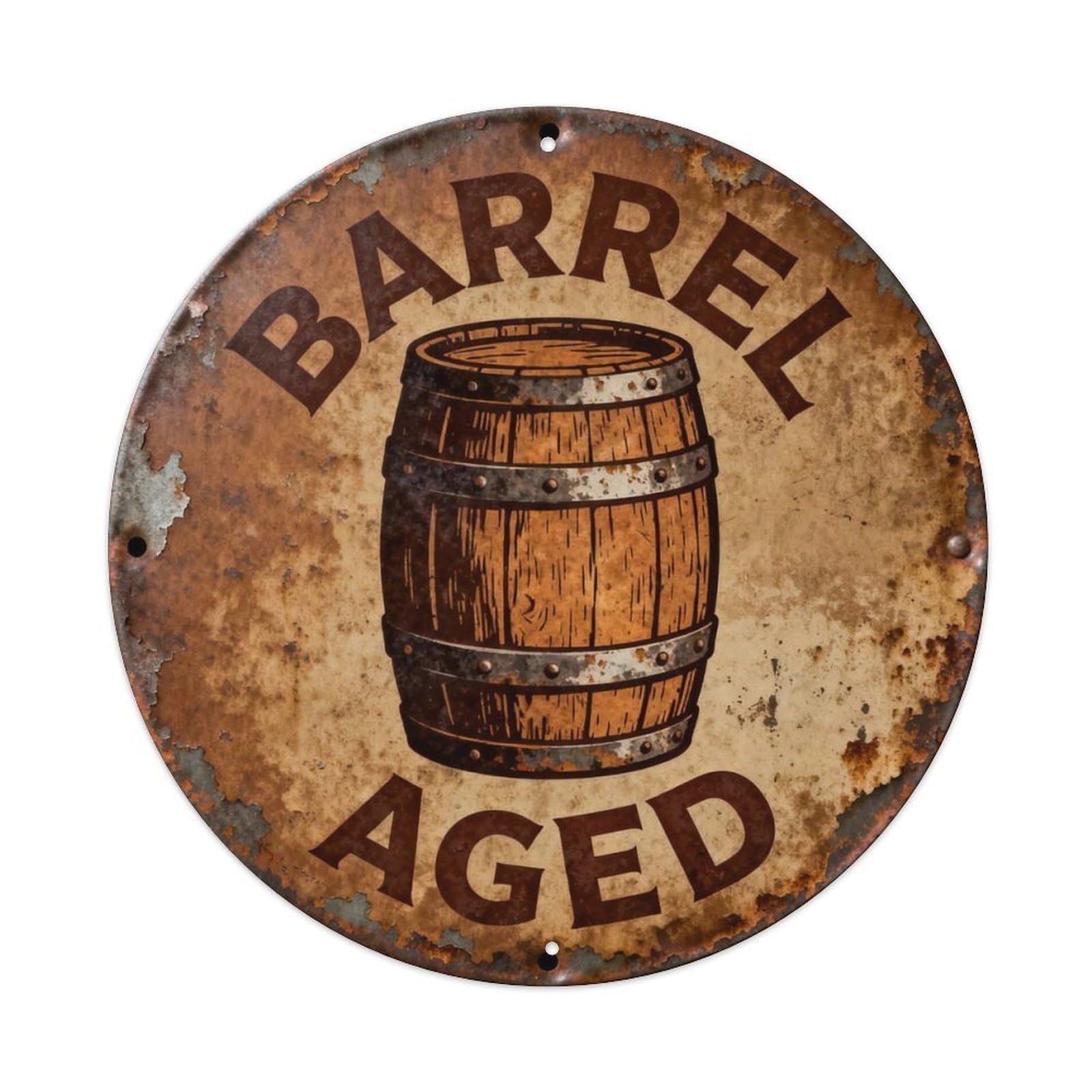 Barrel Aged Metal Tin Sign Plaque