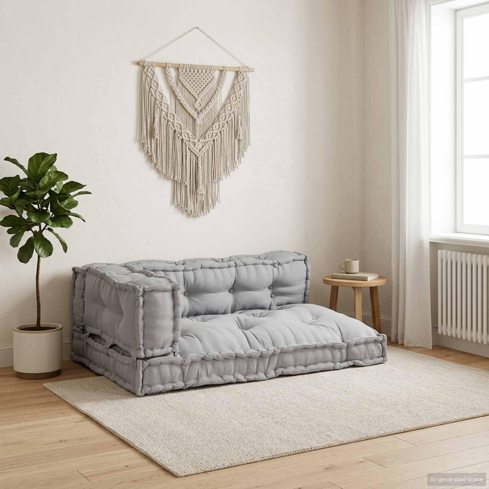 Coussins pour canapé en palette gris 120x80cm en tissu rembourré doux