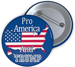 Pro America Anti Trumpp Pin Button Patriotic USA Map Political Protest Badge 1.25", 2.25", 3" Size Funny Liberal Democrat Gift