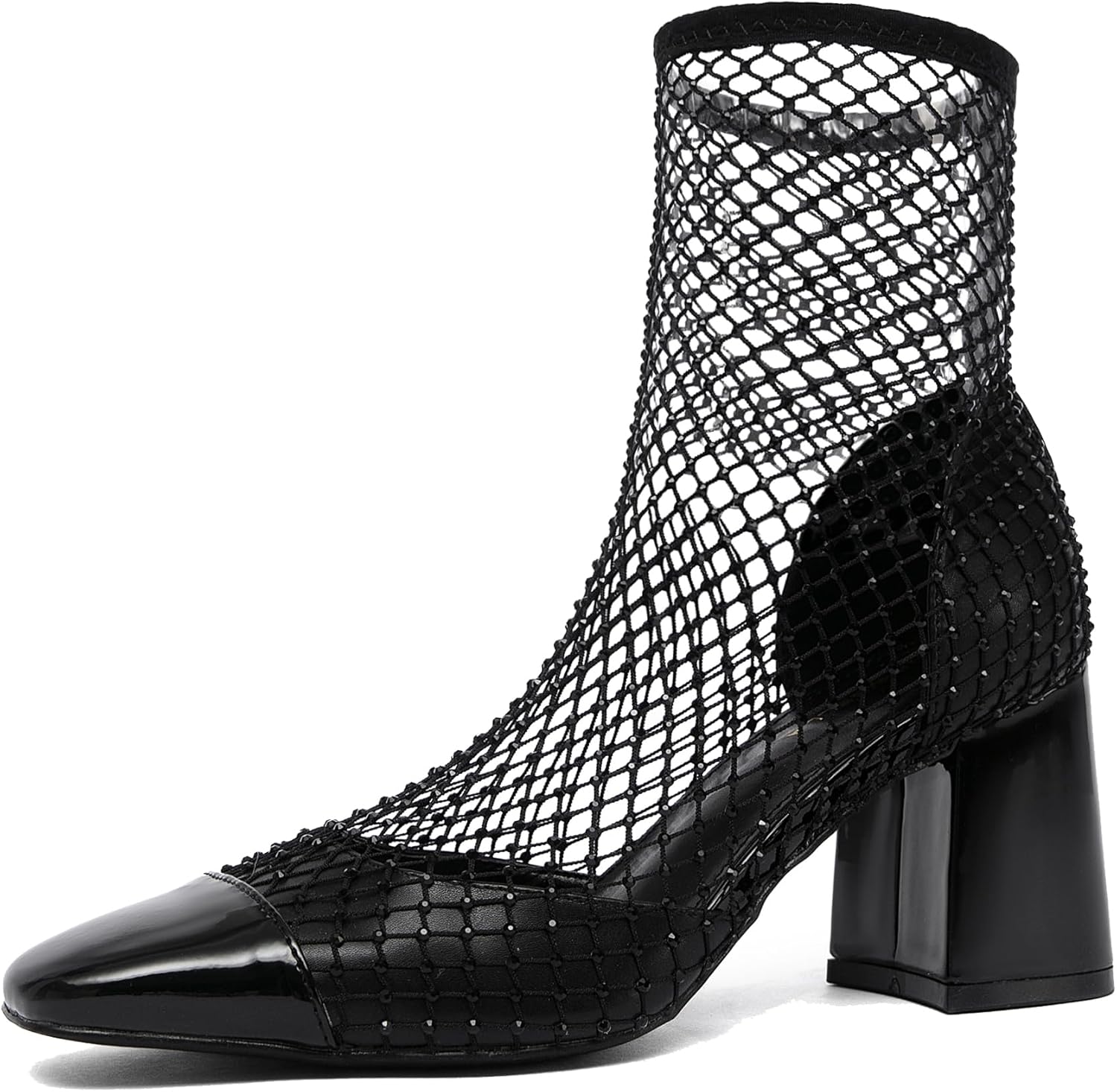 NEWBELLA Women's Ankle Boots - Knit Stretch Booties with Round Toe, Chunky Platform Block Heel Pull-On Chelsea Boots for Casual Streetwear, Daily Commute & Night Out