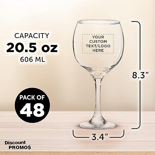 Miniatura 5 de Juego de 48 copas de vino personalizadas para boda Premiere de 20.5 onzas, paquete a granel personalizado, cristalería de restaurante, perfectas